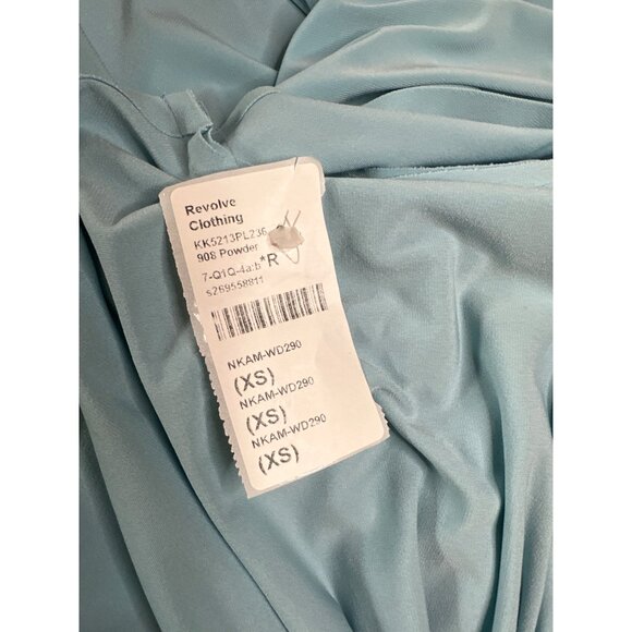 Norma Kamali Halter Turtle Side Slit Gown in Powder Blue X-Small Womens Dress - Picture 9 of 16